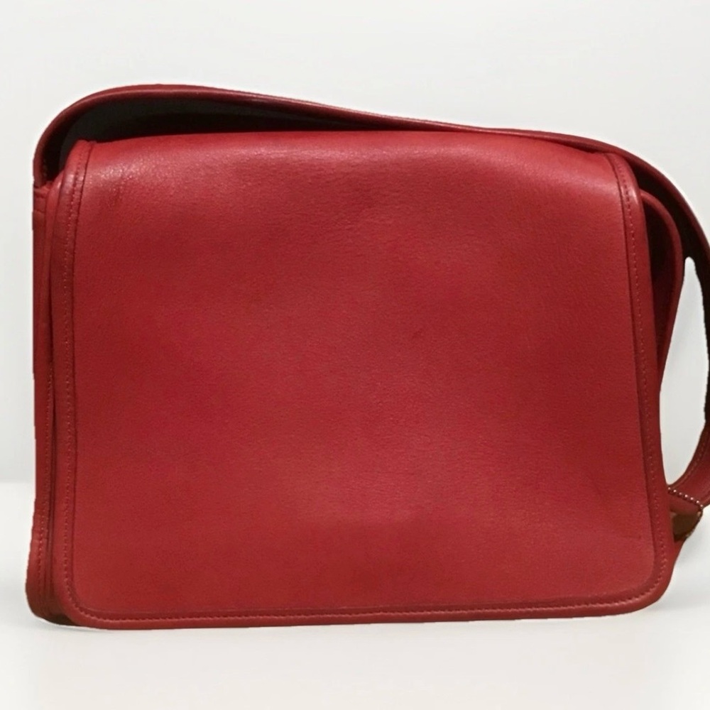 Vintage Rare Coach Disco Red Leather Crossbody Bag Handbag Purse No J8P-9048